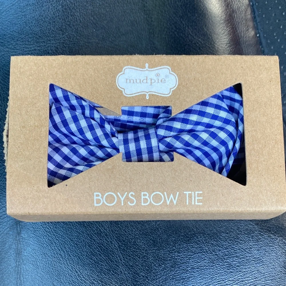 Mud Pie Boys Blue and White Gingham Bow Tie
